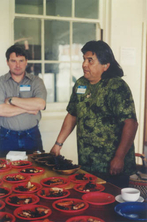 Clarence Hostler explaining the preparation of native foods